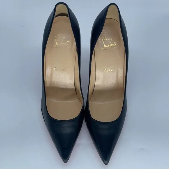 Christian Louboutin Black leather Pointed toe pumps 38 - Picture 2 of 8